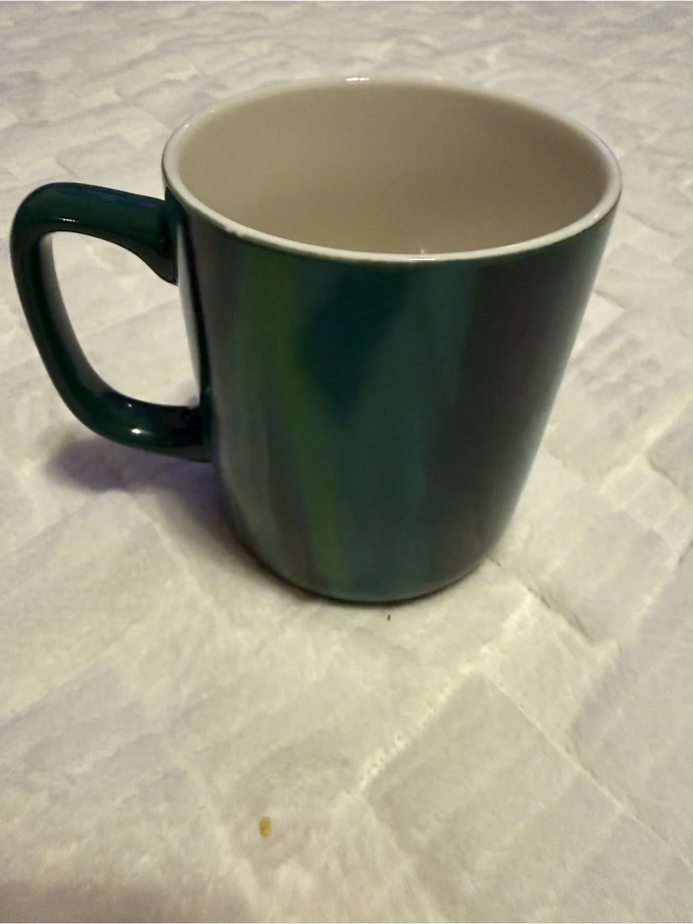 Starbucks 2022 Green and White Ceramic Coffee Mug 15 Oz White Logo EUC